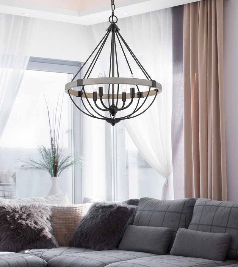 Cal Lighting FX-3770-4 Four Light Chandelier, White Washed / Black