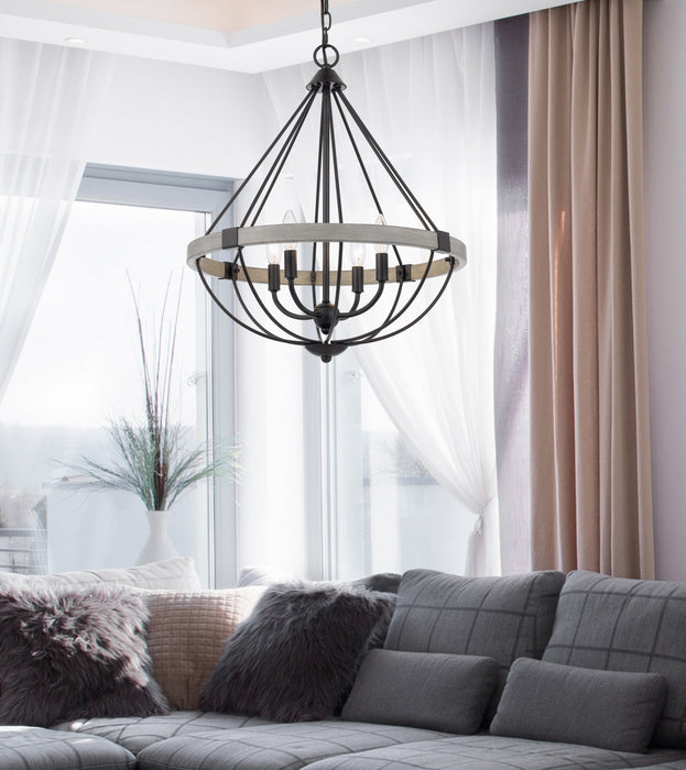 Cal Lighting FX-3770-4 Four Light Chandelier, White Washed / Black