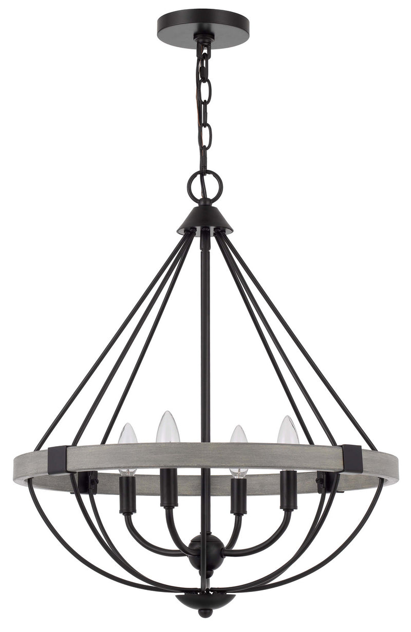 Cal Lighting FX-3770-4 Four Light Chandelier, White Washed / Black