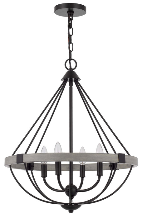 Cal Lighting FX-3770-4 Four Light Chandelier, White Washed / Black