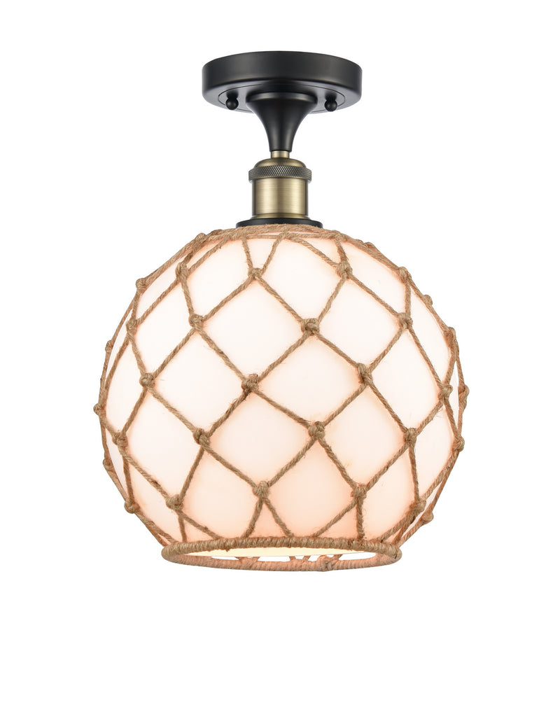 Innovations 516-1C-BAB-G121-10RB One Light Semi-Flush Mount, Black Antique Brass