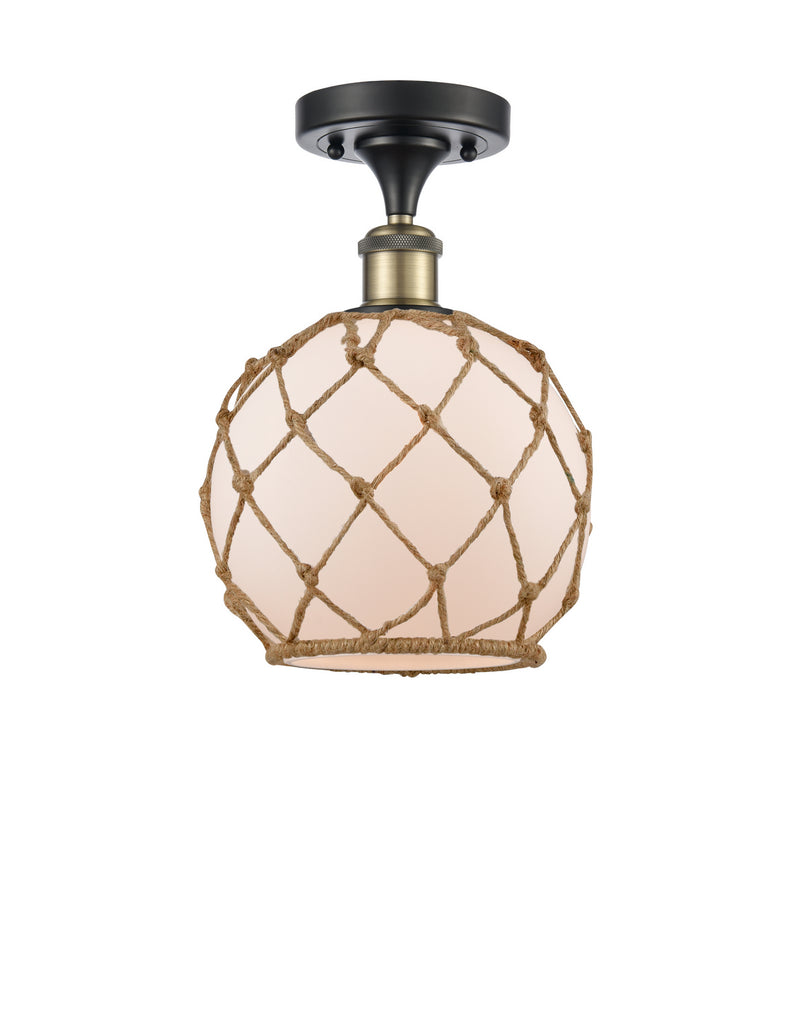 Innovations 516-1C-BAB-G121-8RB One Light Semi-Flush Mount, Black Antique Brass