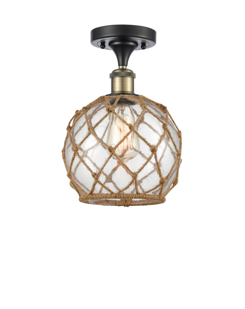Innovations 516-1C-BAB-G122-8RB One Light Semi-Flush Mount, Black Antique Brass