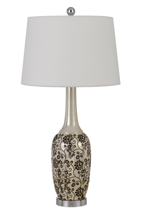 Cal Lighting BO-2914TB-2 Two Light Table Lamp, Pearl/Black