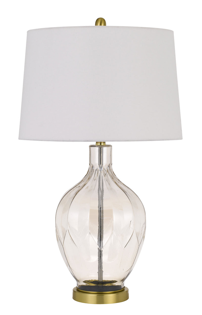 Cal Lighting BO-2971TB One Light Table Lamp, Clear/Antique Brass