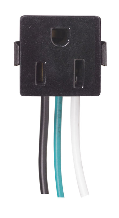 Satco 80-2351 3 Wire Snapin Recept, Black