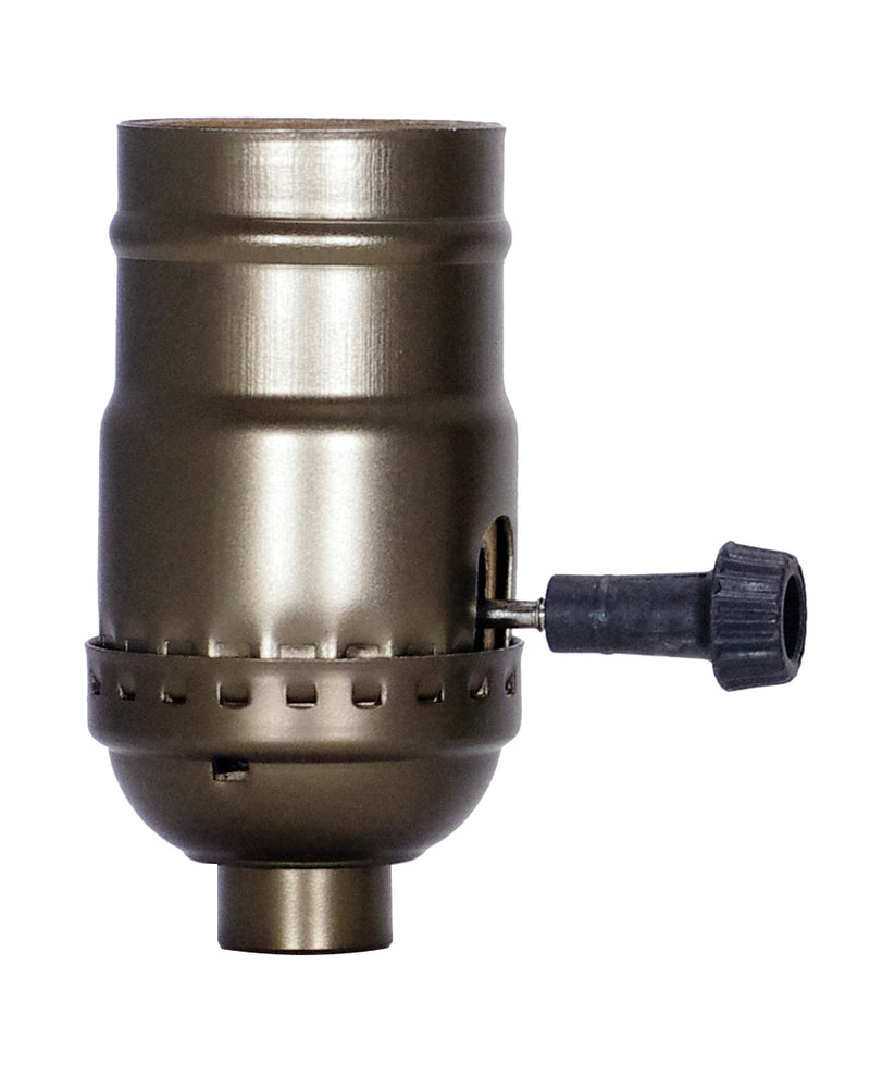Satco 80-2394 On-Off Turn Knob Socket With Removable Knob, Antique Brass