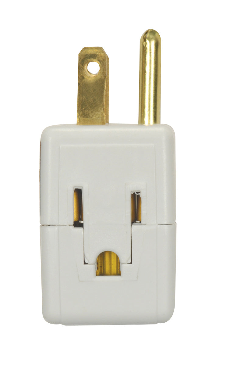 Satco 80-2411 Triple Cube Tap 3 Prong, White