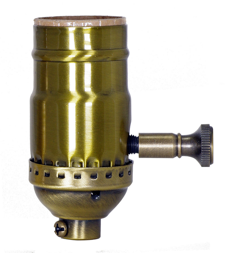 Satco 80-2418 150W Full Range Turn Knob Dimmer Socket, Antique Brass
