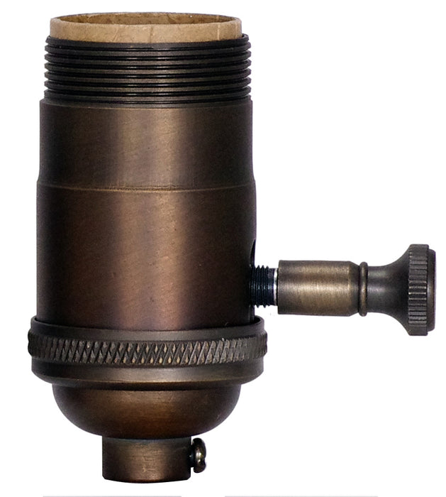 Satco 80-2422 150W Full Range Turn Knob Dimmer Socket w/Uno Thread, Dark Antique Brass