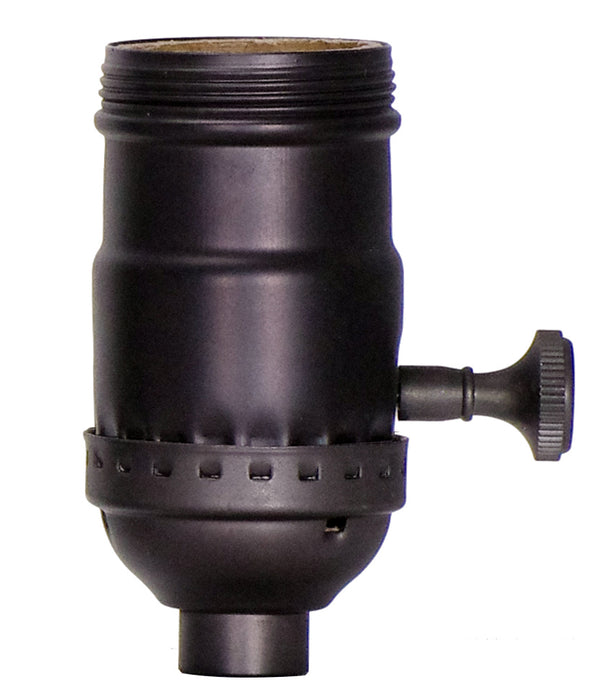 Satco 80-2424 3-Way (2 Circuit) Turn Knob Socket With Removable Knob, Dark Antique Brass