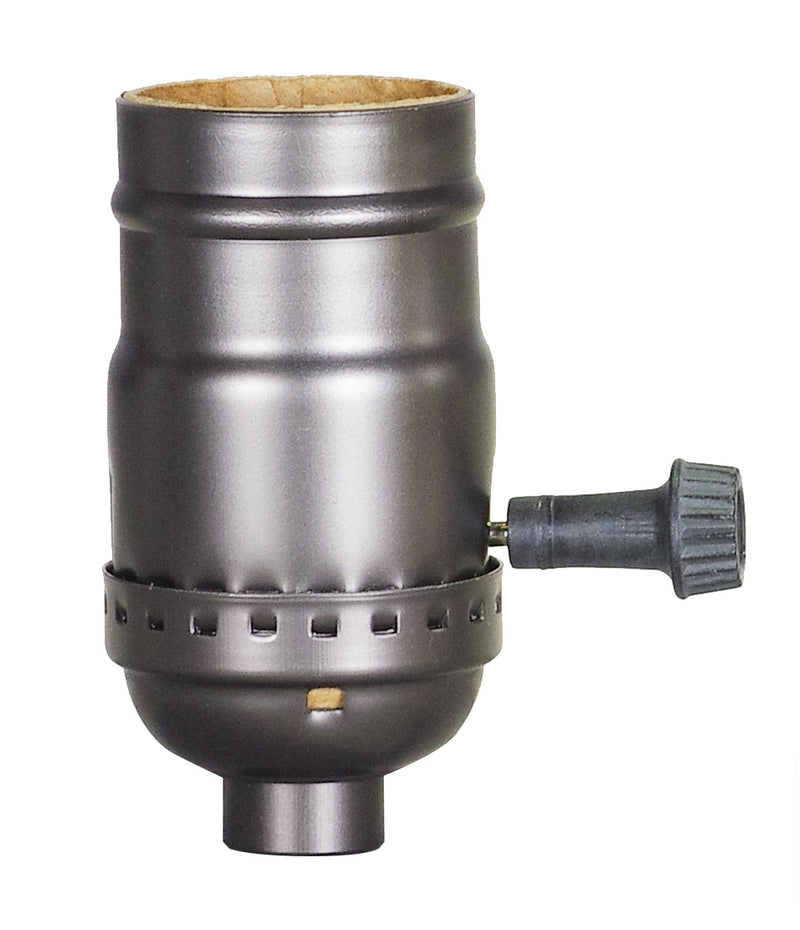 Satco 80-2437 On-Off Push Thru Socket With Side Outlet, Antique Brass