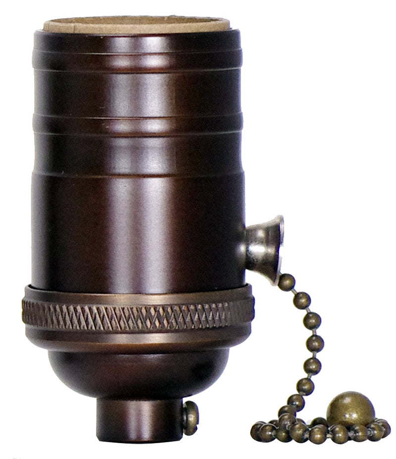 Satco 80-2445 On-Off Pull Chain Socket, Dark Antique Brass