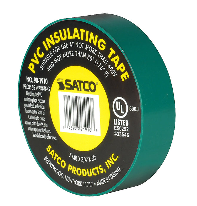 Satco 90-1910 Elec Tape 60 Ft. 3/4", Green