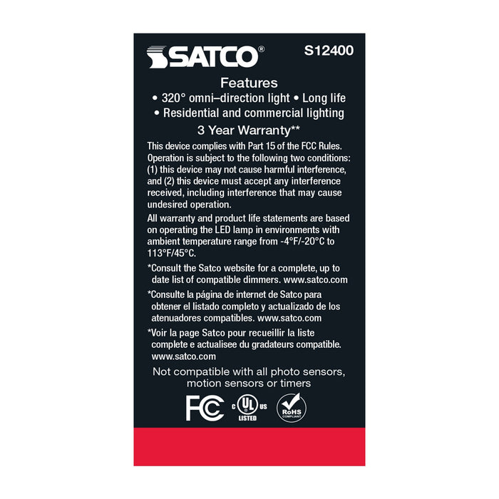 Satco S12400 Light Bulb, Clear