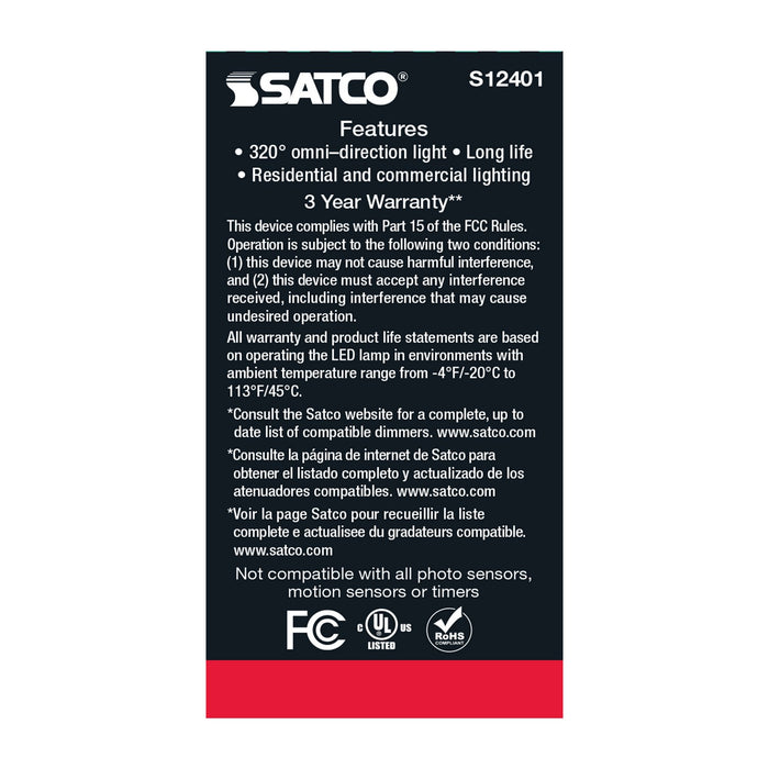 Satco S12401 Light Bulb, Clear