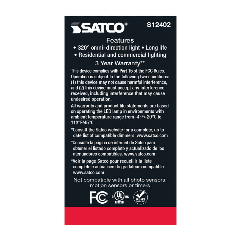 Satco S12402 Light Bulb, Clear