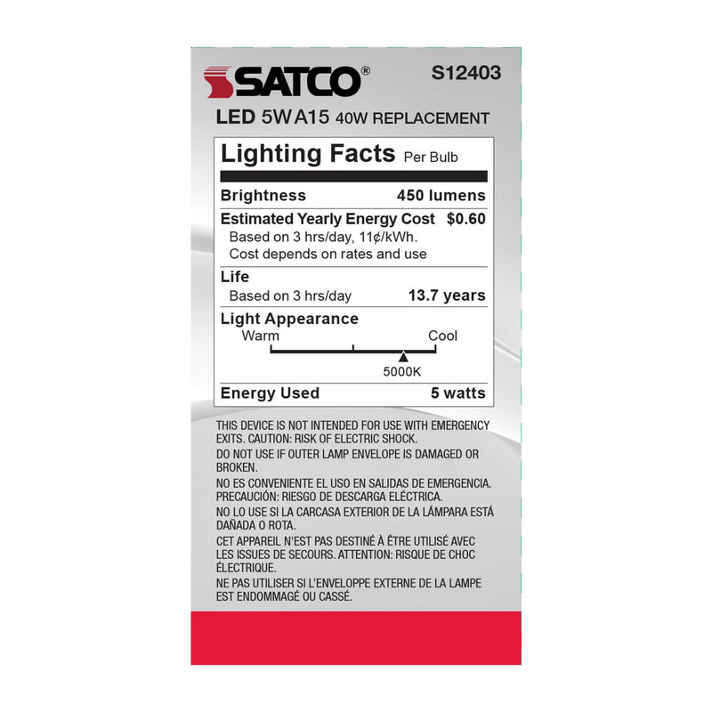 Satco S12403 Light Bulb, Clear