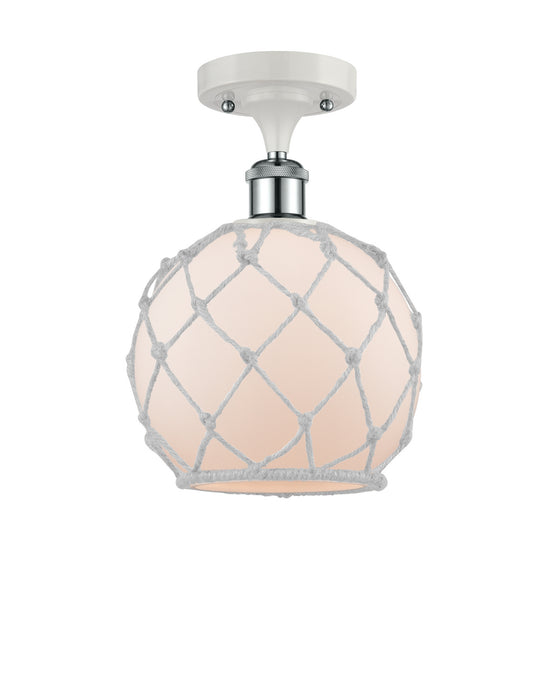 Innovations 516-1C-WPC-G121-8RW One Light Semi-Flush Mount, White Polished Chrome