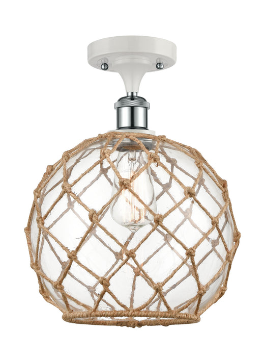 Innovations 516-1C-WPC-G122-10RB One Light Semi-Flush Mount, White Polished Chrome