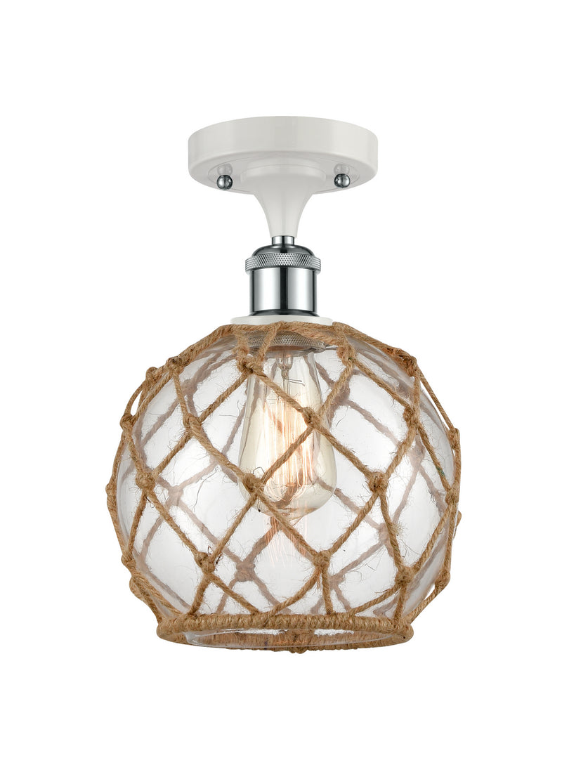 Innovations 516-1C-WPC-G122-8RB One Light Semi-Flush Mount, White Polished Chrome