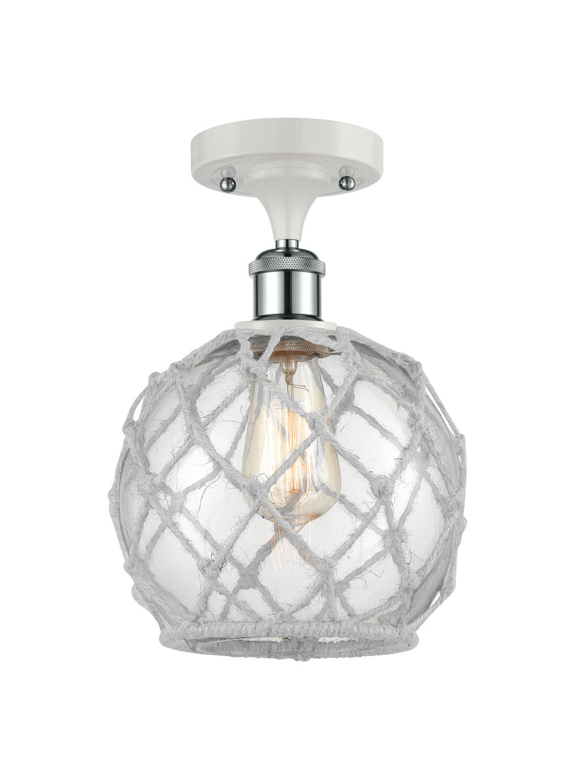 Innovations 516-1C-WPC-G122-8RW One Light Semi-Flush Mount, White Polished Chrome