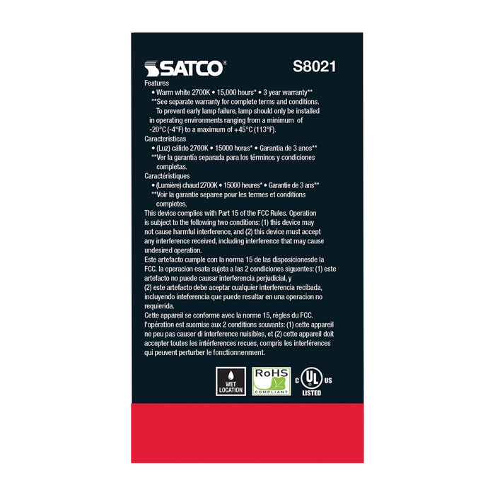 Satco S8021 Light Bulb, Clear