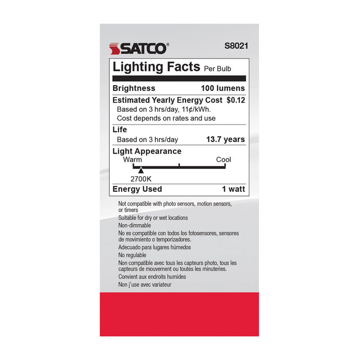 Satco S8021 Light Bulb, Clear