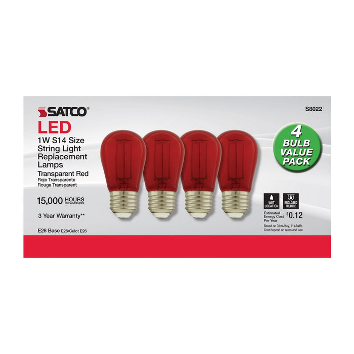 Satco S8022 Light Bulb, Transparent Red