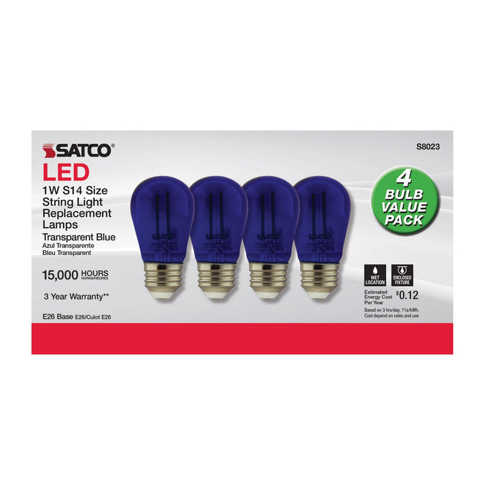 Satco S8023 Light Bulb, Transparent Blue