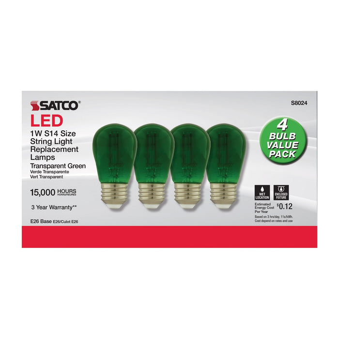 Satco S8024 Light Bulb, Transparent Green