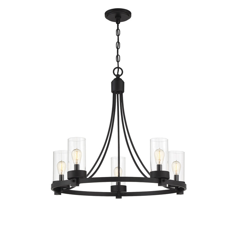 Meridian M10018MBK Five Light Chandelier, Matte Black
