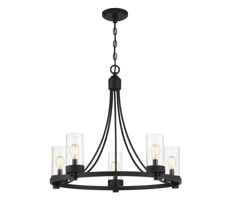 Meridian M10018MBK Five Light Chandelier, Matte Black