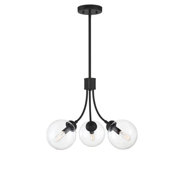 Meridian M10057MBK Three Light Chandelier, Matte Black