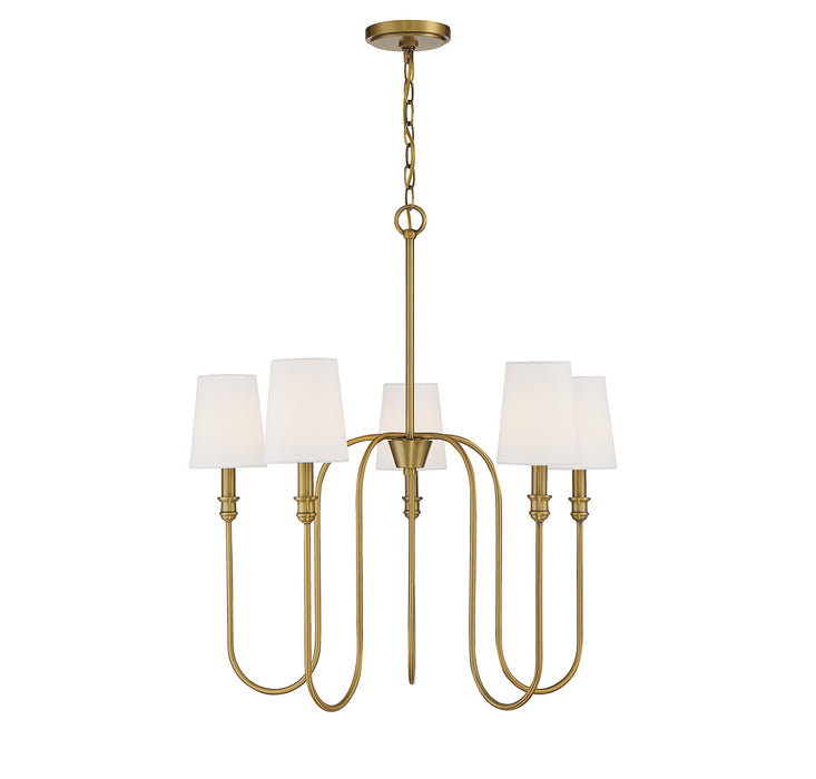 Meridian M10077NB Five Light Chandelier, Natural Brass