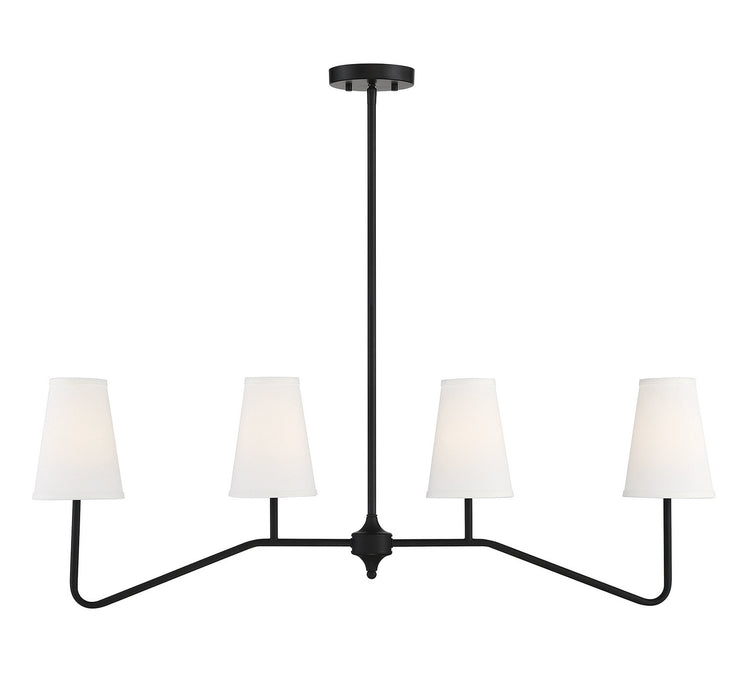Meridian M10078MBK Four Light Linear Chandelier, Matte Black