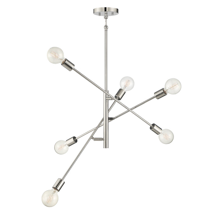 Meridian M10084PN Six Light Chandelier, Polished Nickel