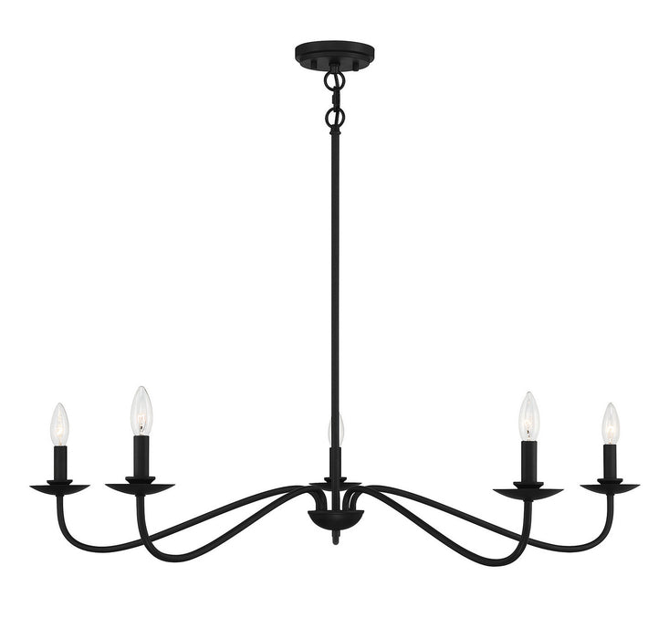 Meridian M10085MBK Five Light Chandelier, Matte Black