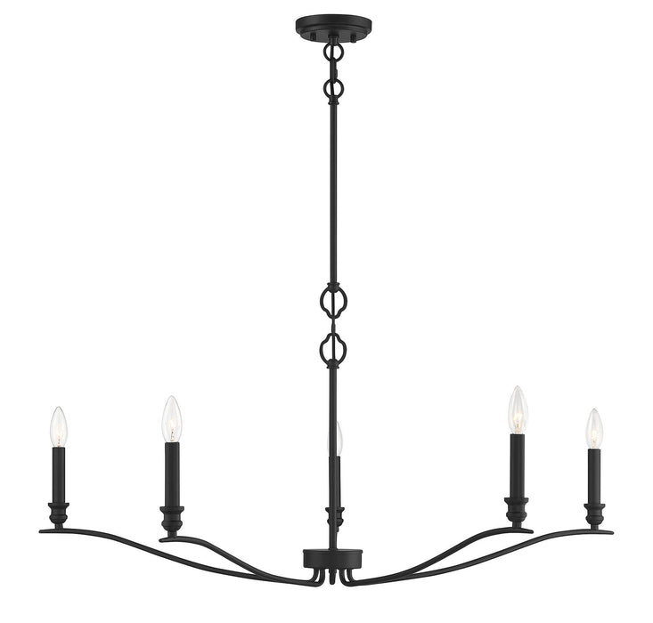 Meridian M10086MBK Five Light Chandelier, Matte Black