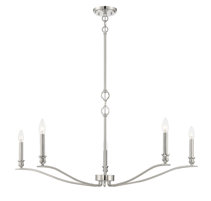 Meridian M10086PN Five Light Chandelier, Polished Nickel