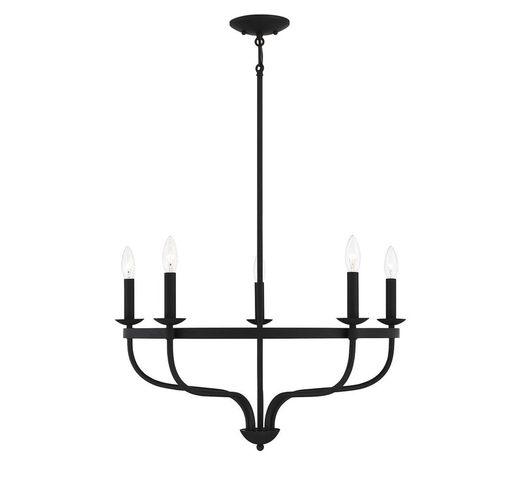 Meridian M10087MBK Five Light Chandelier, Matte Black