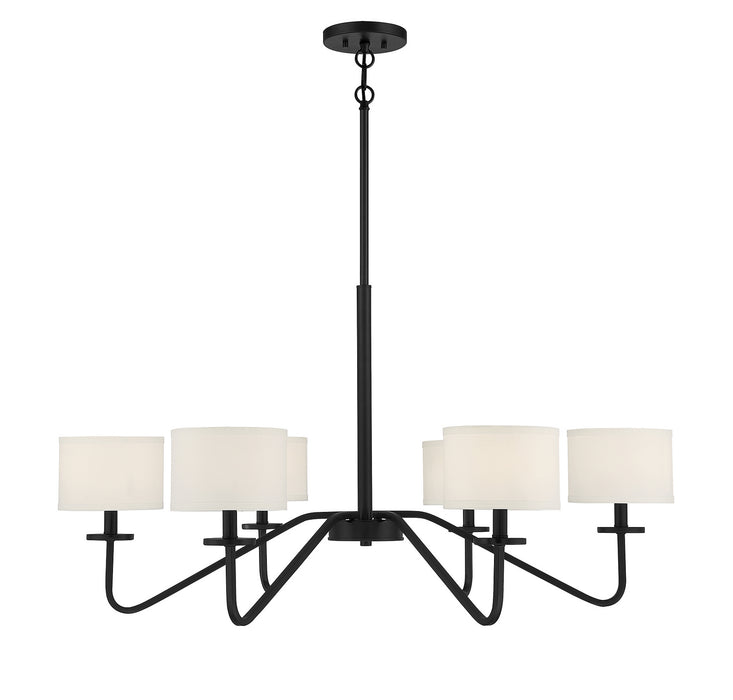 Meridian M10092MBK Six Light Chandelier, Matte Black