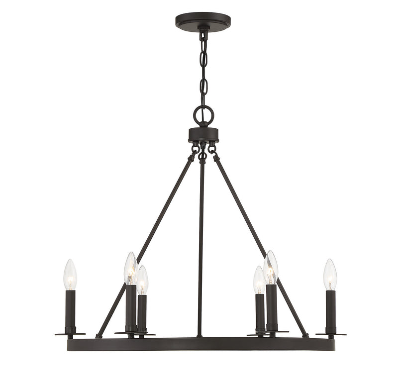 Meridian M10093ORB Six Light Chandelier, Oil Rubbed Bronze