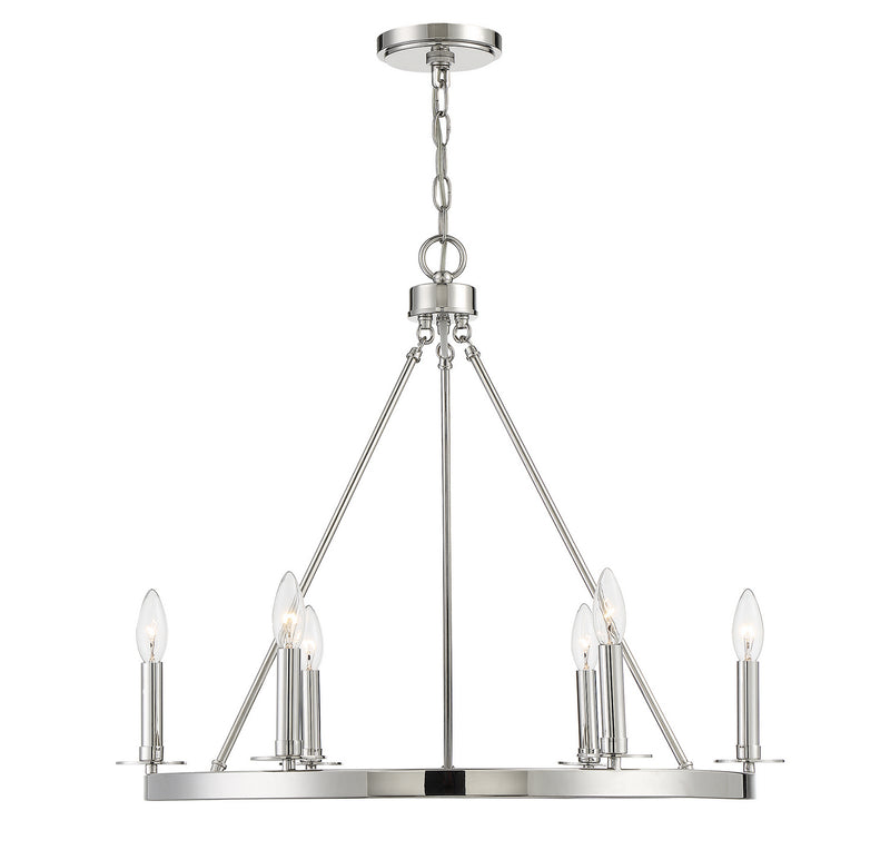 Meridian M10093PN Six Light Chandelier, Polished Nickel