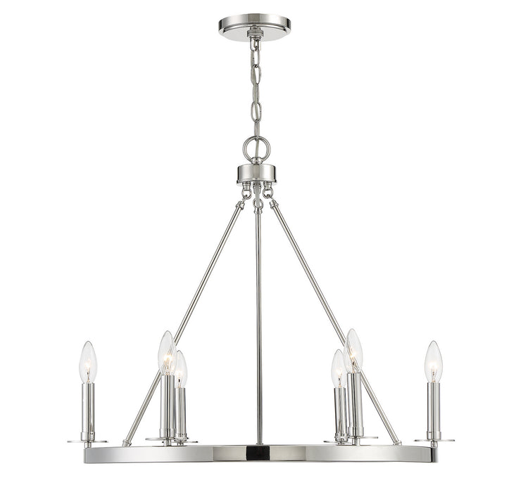 Meridian M10093PN Six Light Chandelier, Polished Nickel