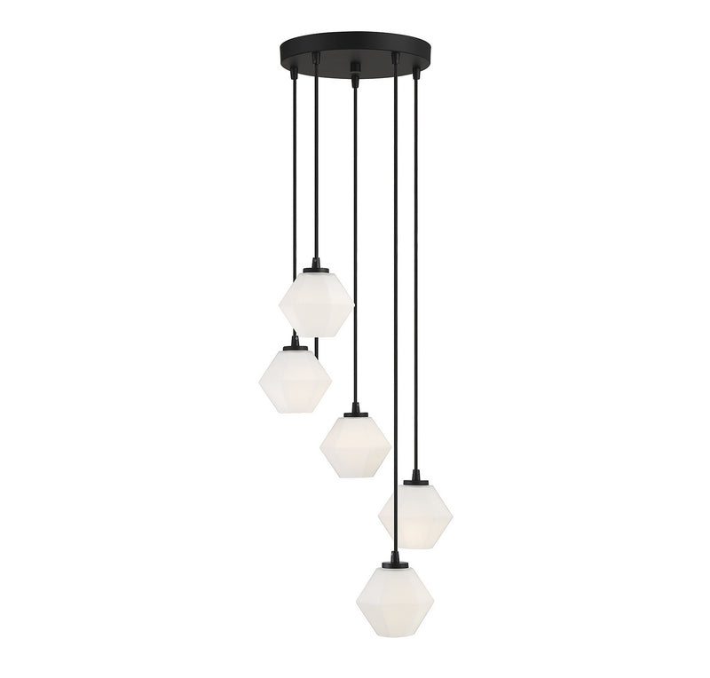 Meridian M10094MBK Five Light Chandelier, Matte Black