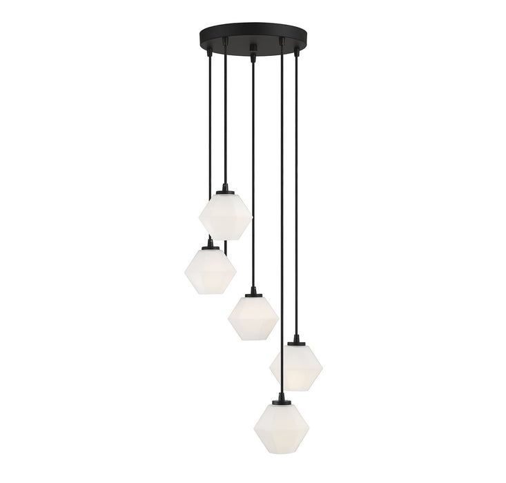 Meridian M10094MBK Five Light Chandelier, Matte Black