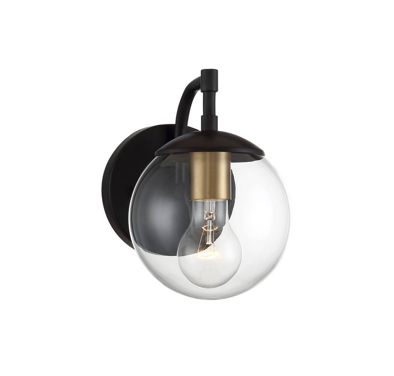 Meridian M50033ORBNB One Light Outdoor Wall Sconce, Oil Rubbed Bronze with Natural Brass