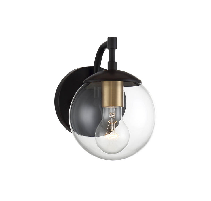Meridian M50033ORBNB One Light Outdoor Wall Sconce, Oil Rubbed Bronze with Natural Brass