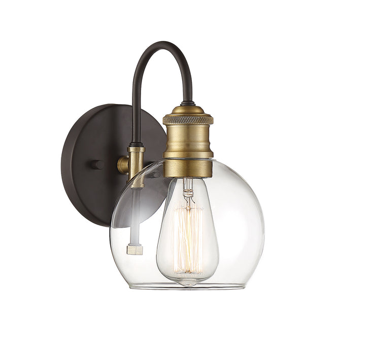 Meridian M50040ORBNB One Light Outdoor Wall Sconce, Oil Rubbed Bronze with Natural Brass